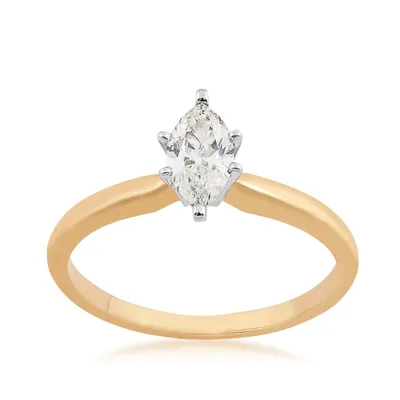 1/2 ct. tw. AA Quality Marquise Diamond Solitaire Engagement Ring 14K Yellow Gold