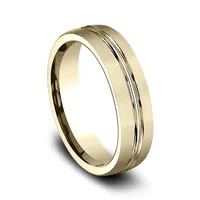 Benchmark Men's Satin Center Comfort-Fit Wedding Band 10K Yellow Gold - CF5641110KY1