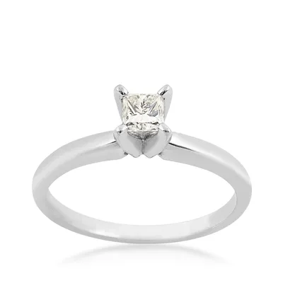 1/3 ct. tw. AAA Quality Princess Cut Diamond Solitaire Engagement Ring 14K White Gold