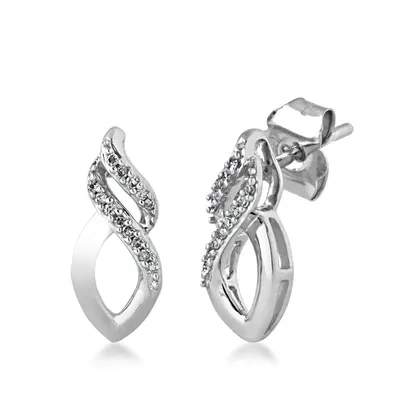 Diamond Accent Flame Earrings in 10K White Gold