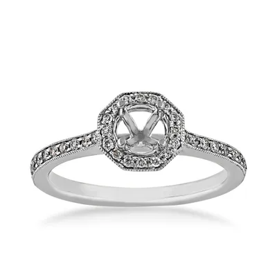 1/4 ct. tw. Diamond Semi-Mount Engagement Ring with Octagon Halo 14K White Gold - JRW645207G4WX