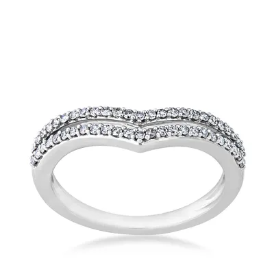 Perfect Match 1/4 ct. tw. Chevron Style Diamond Stackable Anniversary Band 10K White Gold - JRA48980Q-10W