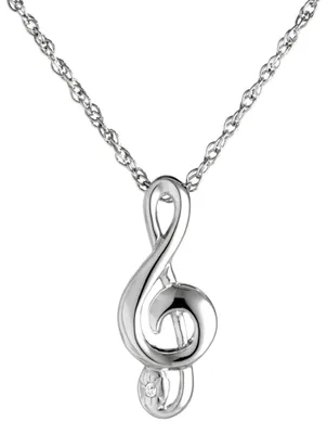 1/200 ct. tw. Diamond Treble Clef Pendant in Sterling Silver - EESP256D