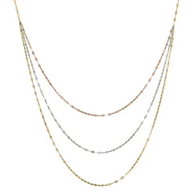 3-Strand Tri-Color Chain Necklace in 10K Gold - 030F7F3F-TRI