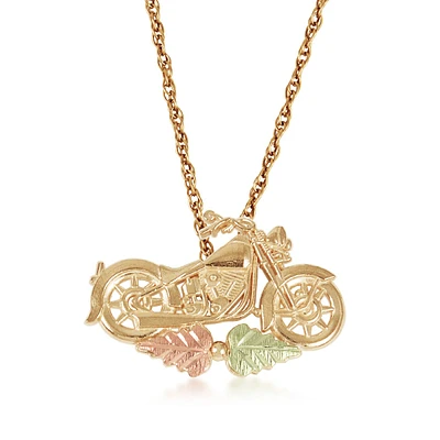 Black Hills Gold Motorcycle Pendant in 10K Yellow Gold