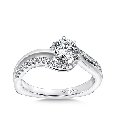 Valina / ct. tw. Diamond Bypass Round Semi-Mount Engagement Ring with European Shank 14K White Gold