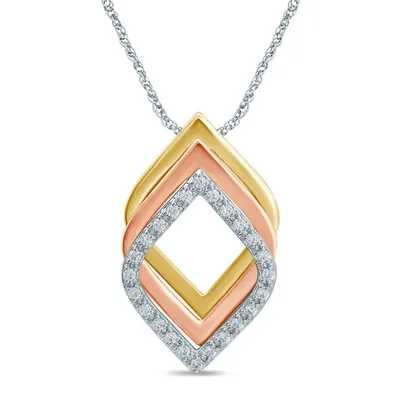 1/7 ct. tw. Diamond Fashion Pendant in 10K Tri-Tone Gold