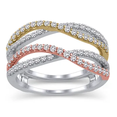 5/8 ct. tw. Diamond Crossover Wedding Ring Enhancer 14K Tri-Tone Gold