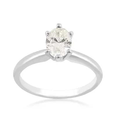 1 ct. tw. AA Quality Oval Diamond Solitaire Engagement Ring 14K White Gold