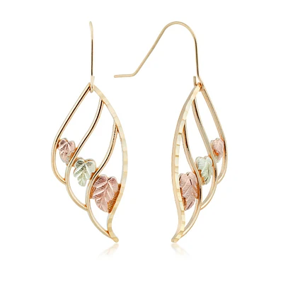 Black Hills Gold Triple Teardrop Earrings in 10K Yellow Gold