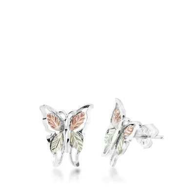 Black Hills Gold Butterfly Earrings in Sterling Silver