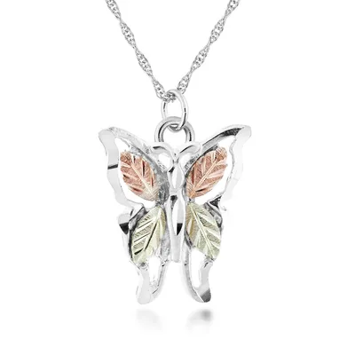 Black Hills Gold Butterfly Pendant in Sterling Silver