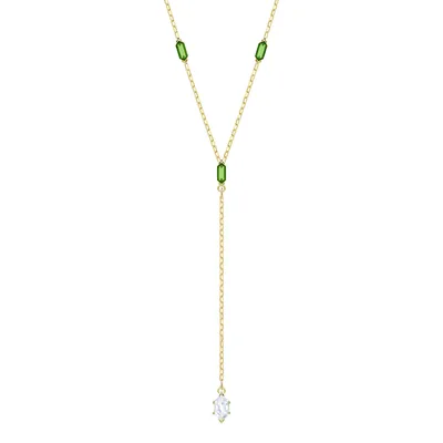 Swarovski OZ Collection White and Green Crystal Y-Necklace in Yellow Gold Plating - 5455520