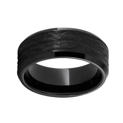 Men's 8.0mm Black Bark Finish Wedding Band Ceramic - RMCA006025