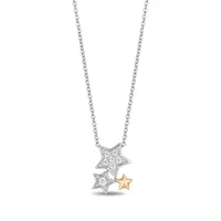 Enchanted Disney 1/10 ct. tw. Tinkerbell Triple-Star Necklace in Sterling Silver and 10K Yellow Gold - PDO5222SY1PDSRD