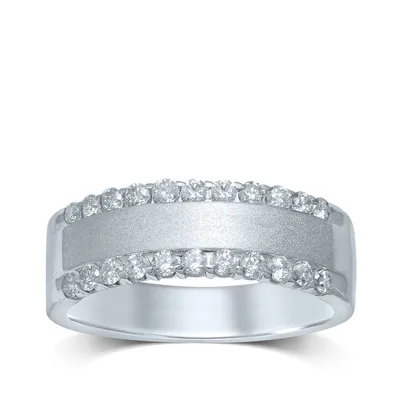 1/2 ct. tw Round Diamond Railroad Anniversary Band 14K White Gold