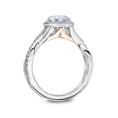 Scott Kay Namaste 1/3 ct. tw. Diamond Halo Semi-Mount Engagement Ring with Twisted Shank 14K White & Pink Gold