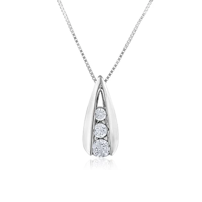 1 ct. tw. 3-Stone Tapered Diamond Fashion Pendant in 10K White Gold - P1545WB8-1