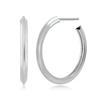 26mm Knife-Edge Hoop Earrings in Sterling Silver