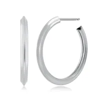 26mm Knife-Edge Hoop Earrings in Sterling Silver