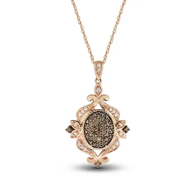 Mocha Collection 3/8 ct. tw. Mocha Diamond Cluster Filigree Pendant in 10K Pink Gold