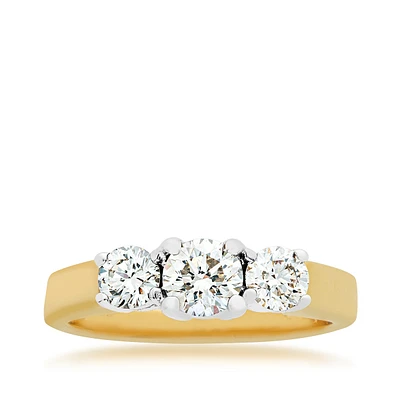 1 ct. tw. Round Brilliant 3-Stone Diamond Anniversary Ring 14K Yellow and White Gold