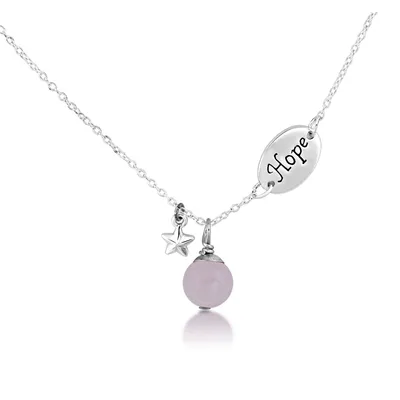 'Hope' Charm Necklace with Bead & Star Accent in Sterling Silver - 426078-SS 