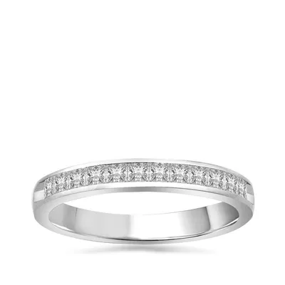 1/2 ct. tw. 12-Stone Princess Cut Diamond Channel Set Anniversary Band 14K White Gold