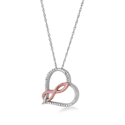 Infinite Love 1/10 ct. tw. Diamond Heart Infinity Pendant in Sterling Silver and 10K Pink Gold - US0984PH10-0PSL