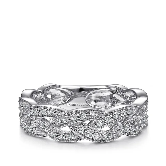 Gabriel & Co. 9/10 ct. tw. Diamond Wide Band Layered Easy-Stackable Ring  14K Yellow White Gold