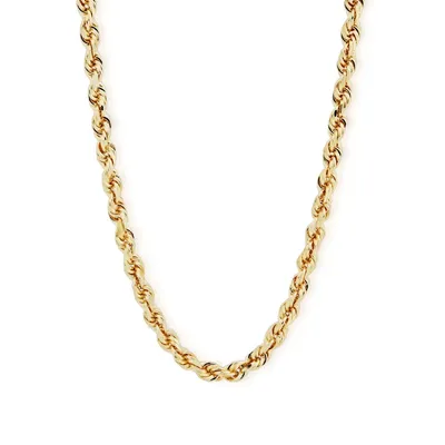 3.6mm 22" Solid Diamond Cut Rope Chain Necklace in 10K Yellow Gold