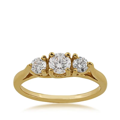 ct. tw. Round Brilliant Diamond 3-Stone Anniversary Ring 14K Yellow Gold