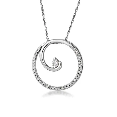 Circle Diamond Necklace in 10K White Gold - YPEOQ7304A1TW