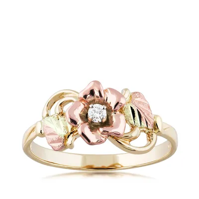 Black Hills Gold Diamond Accent Rose Promise Ring 10K Yellow