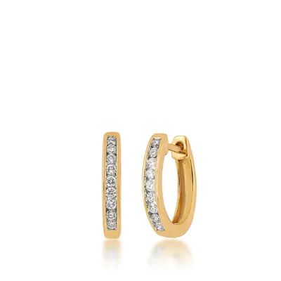 1/4 ct. tw. Diamond Channel Set Hoop Earrings in 10K Yellow Gold