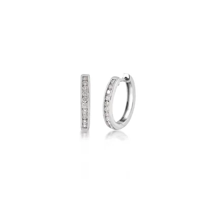 ct. tw. Diamond Channel Set Hoop Earrings in 10K Gold