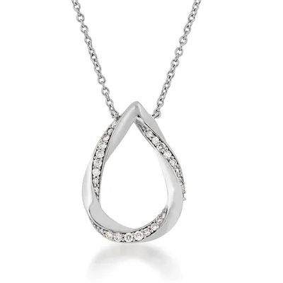 1/8 ct. tw. Diamond Twist Tear Drop Pendant in Sterling Silver