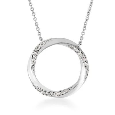 1/8 ct. tw. Diamond Twist Circle Pendant in Sterling Silver