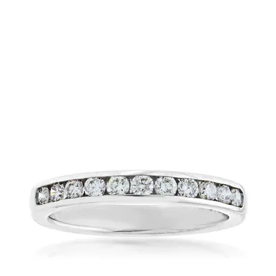 1/2 ct. tw. Round Diamond Machine Set Channel Anniversary Band 10K White Gold - 050W3549WD-10W