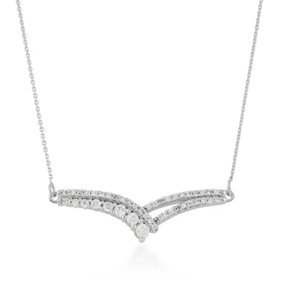 Journey Collection 1/3 ct. tw. Diamond Chevron Necklace in 10K White Gold