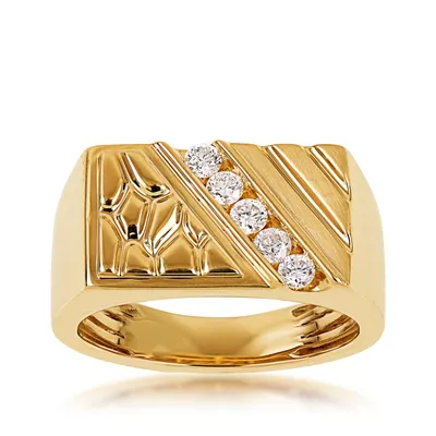 1/3 ct. tw. Men's Diamond Nugget Ring 10K Yellow Gold