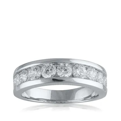 2 ct. tw. Men's Diamond Ring with Nine Round Brilliant Diamonds Channel Set 10K White Gold - XRCD03147.01@10KW