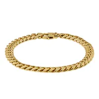 Men's Solid Tight Link 9" 7.6mm Miami Cuban Chain Bracelet 10K Yellow Gold - SGSK-220-BT2-9