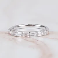 Adamante 1 ct. tw. Lab-Grown Emerald Cut 7-Stone Diamond Anniversary Band 14K White Gold