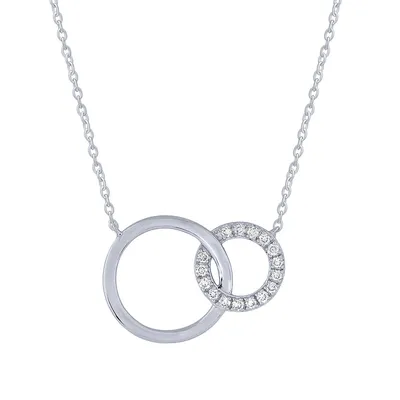 1/6 ct. tw. Diamond Double Circle Necklace in 10K White Gold