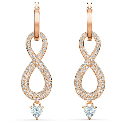 Swarovski Infinity Crystal Dangle Earrings in Rose Gold Plating - 5512625