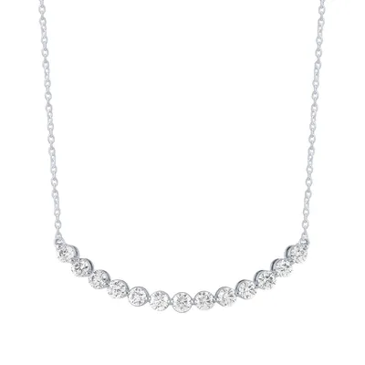 2 ct. tw. Diamond Curved Bar Necklace in 14K White Gold