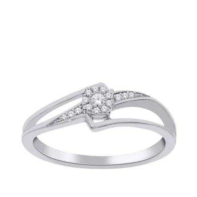 I Promise Round Diamond Accent Split Shank Ring 10K White Gold