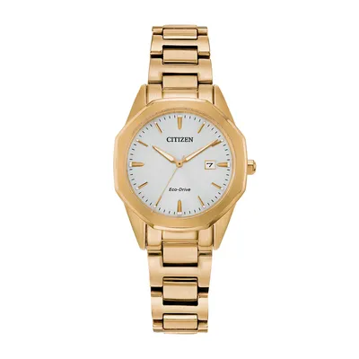 Citizen Ladies' Corso Gold-Tone Stainless Steel Watch with White Dial