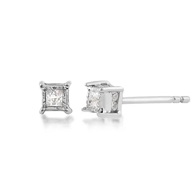 1/4 ct. tw. Princess Cut Diamond Solitaire Earrings in 10K White Gold